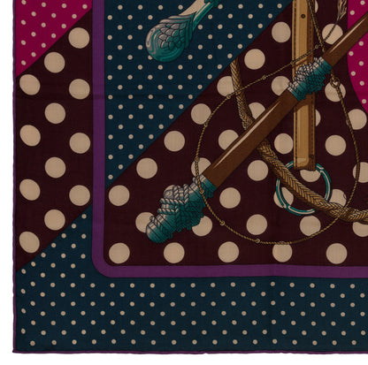 Hermès Shawl Clic Clac a Pois - CS140 - Ardoise Aubergine Fuchsia - NWSTS - 1703011404