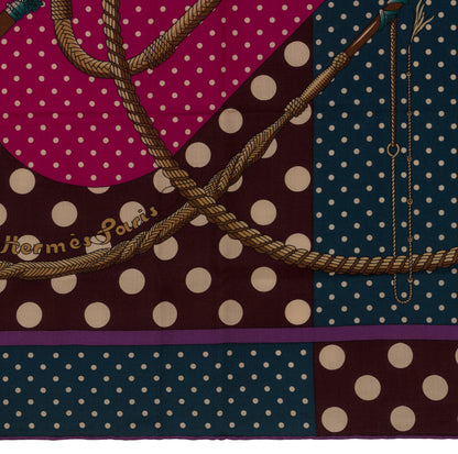 Hermès Shawl Clic Clac a Pois - CS140 - Ardoise Aubergine Fuchsia - NWSTS - 1703011404