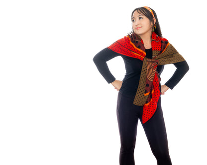 Hermes Shawl Clic Clac A Pois - CS140 - Kaki Rouge Acajou - NEW