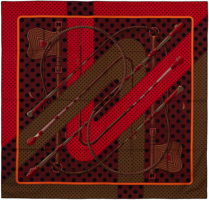 Hermes Shawl Clic Clac A Pois - CS140 - Kaki Rouge Acajou - NEW
