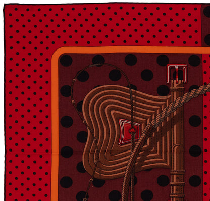 Hermes Shawl Clic Clac A Pois - CS140 - Kaki Rouge Acajou - NEW