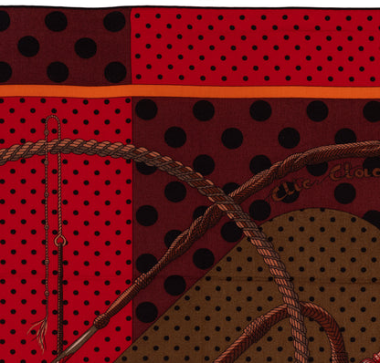 Hermes Shawl Clic Clac A Pois - CS140 - Kaki Rouge Acajou - NEW