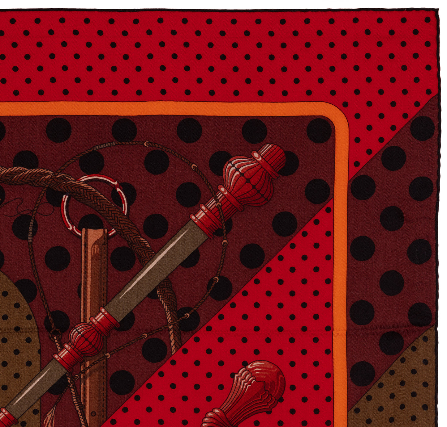 Hermes Shawl Clic Clac A Pois - CS140 - Kaki Rouge Acajou - NEW
