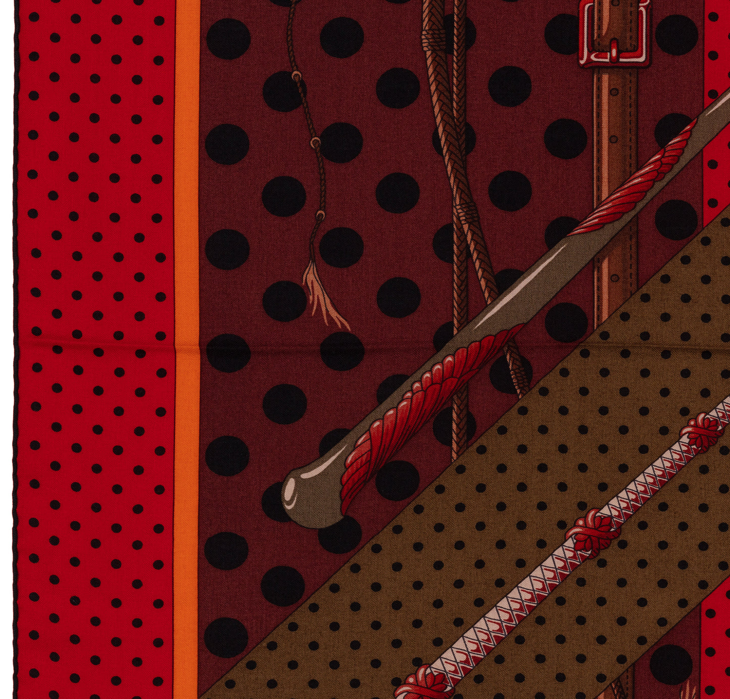 Hermes Shawl Clic Clac A Pois - CS140 - Kaki Rouge Acajou - NEW