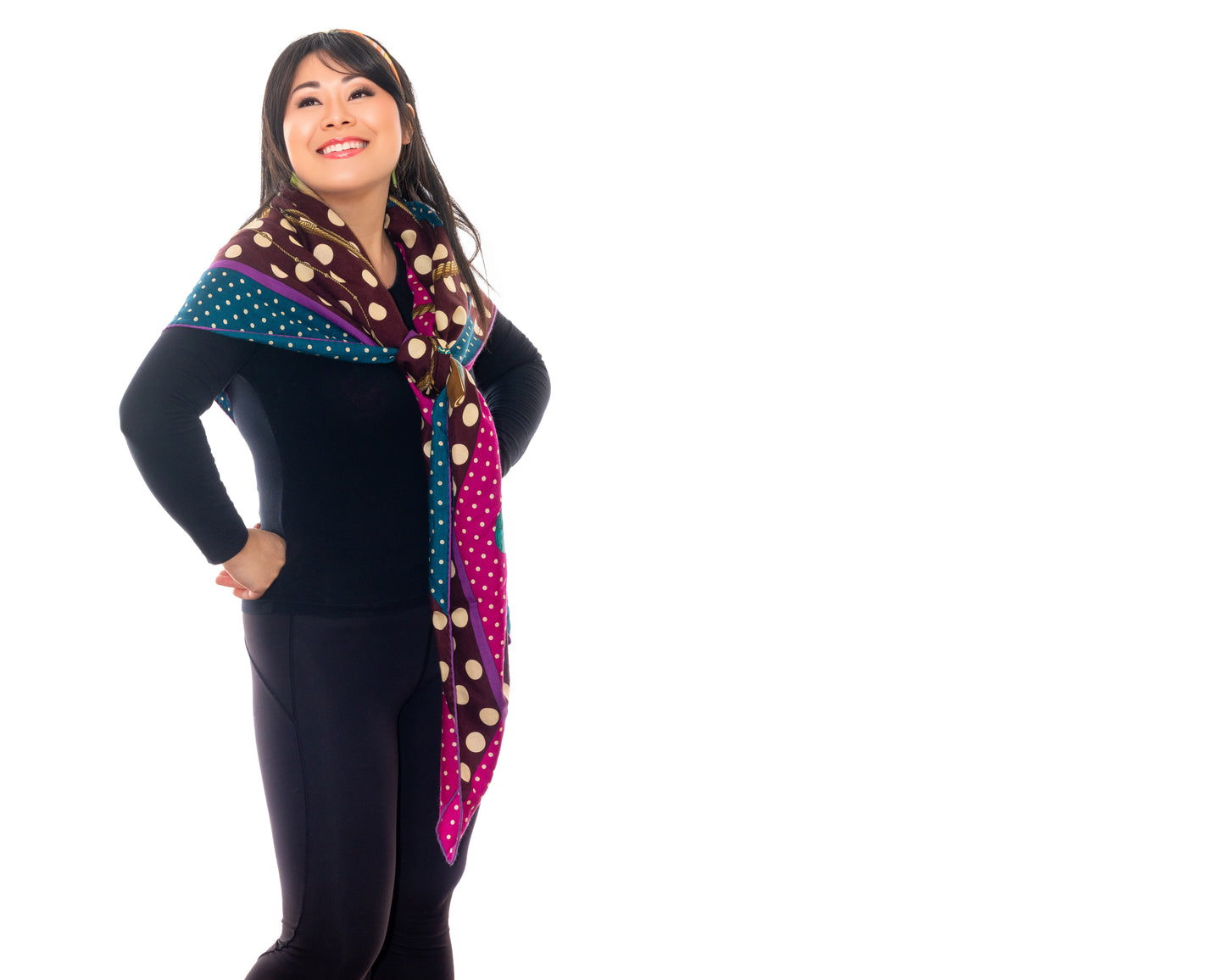Hermès Shawl Clic Clac a Pois - CS140 - Ardoise Aubergine Fuchsia - NWSTS - 1703011404
