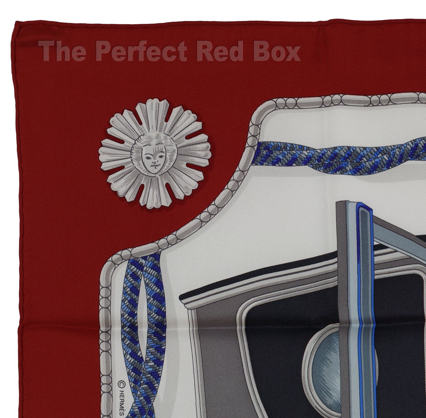 Hermes Silk Scarf 70cm - Coach – Dark Red White Ultramarine Blue – NWCTS – 1411290148