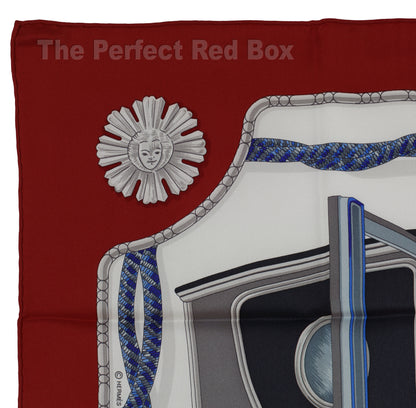 Hermes Silk Scarf 70cm - Coach – Dark Red White Ultramarine Blue – NWCTS – 1411290148