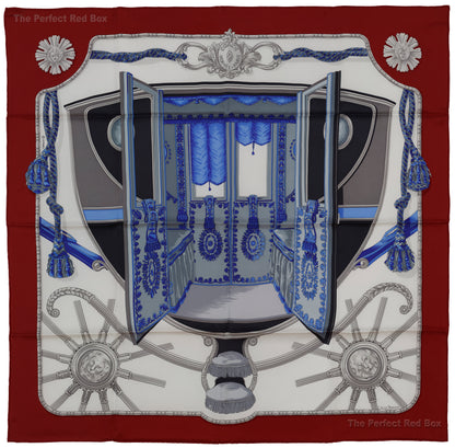 Hermes Silk Scarf 70cm - Coach – Dark Red White Ultramarine Blue – NWCTS – 1411290148