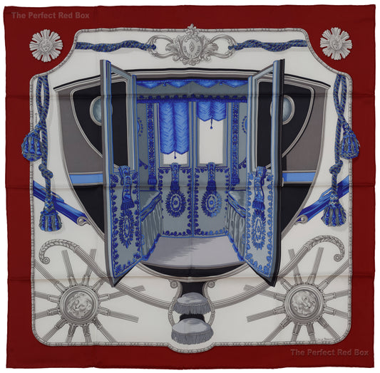 Hermes Silk Scarf 70cm - Coach – Dark Red White Ultramarine Blue – NWCTS – 1411290148