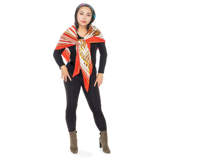 Hermès Coaching Deja Vu - CS140 - Orange Blanc Beige Dore - New With Care Tag