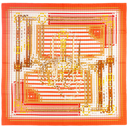 Hermès Coaching Deja Vu - CS140 - Orange Blanc Beige Dore - New With Care Tag