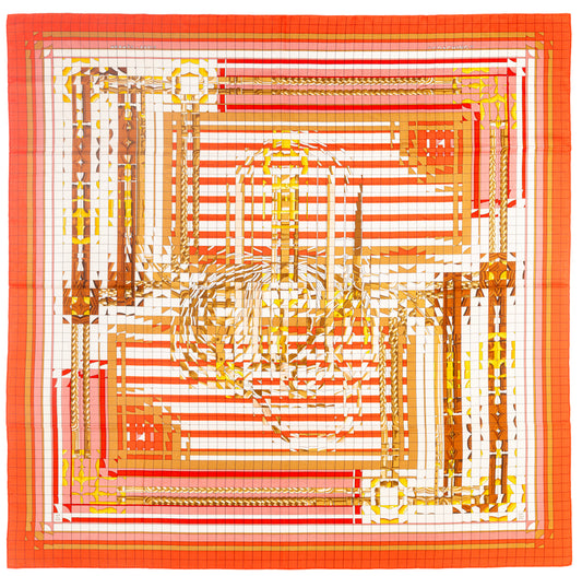 Hermès Coaching Deja Vu - CS140 - Orange Blanc Beige Dore - New With Care Tag