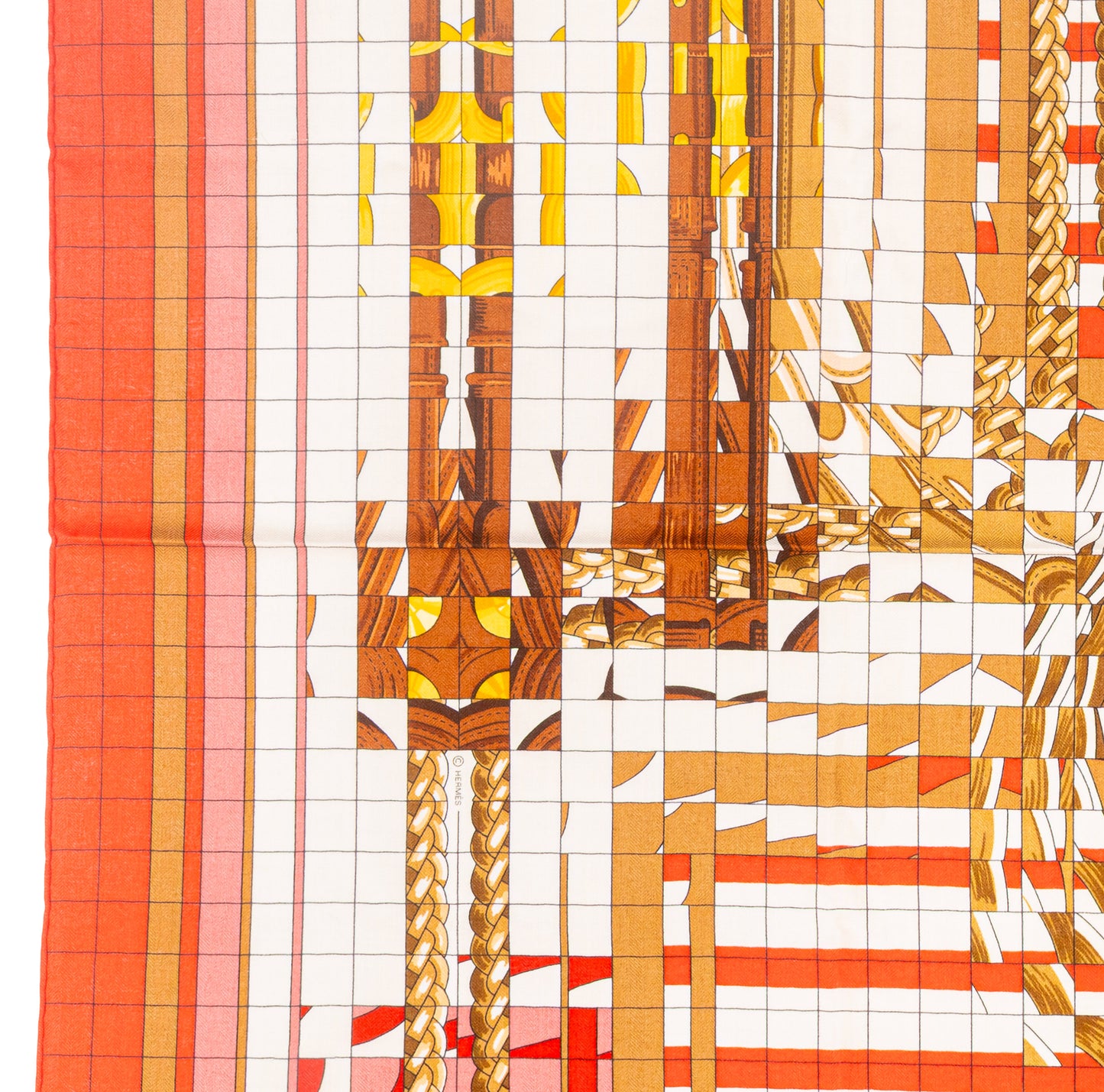 Hermès Coaching Deja Vu - CS140 - Orange Blanc Beige Dore - New With Care Tag