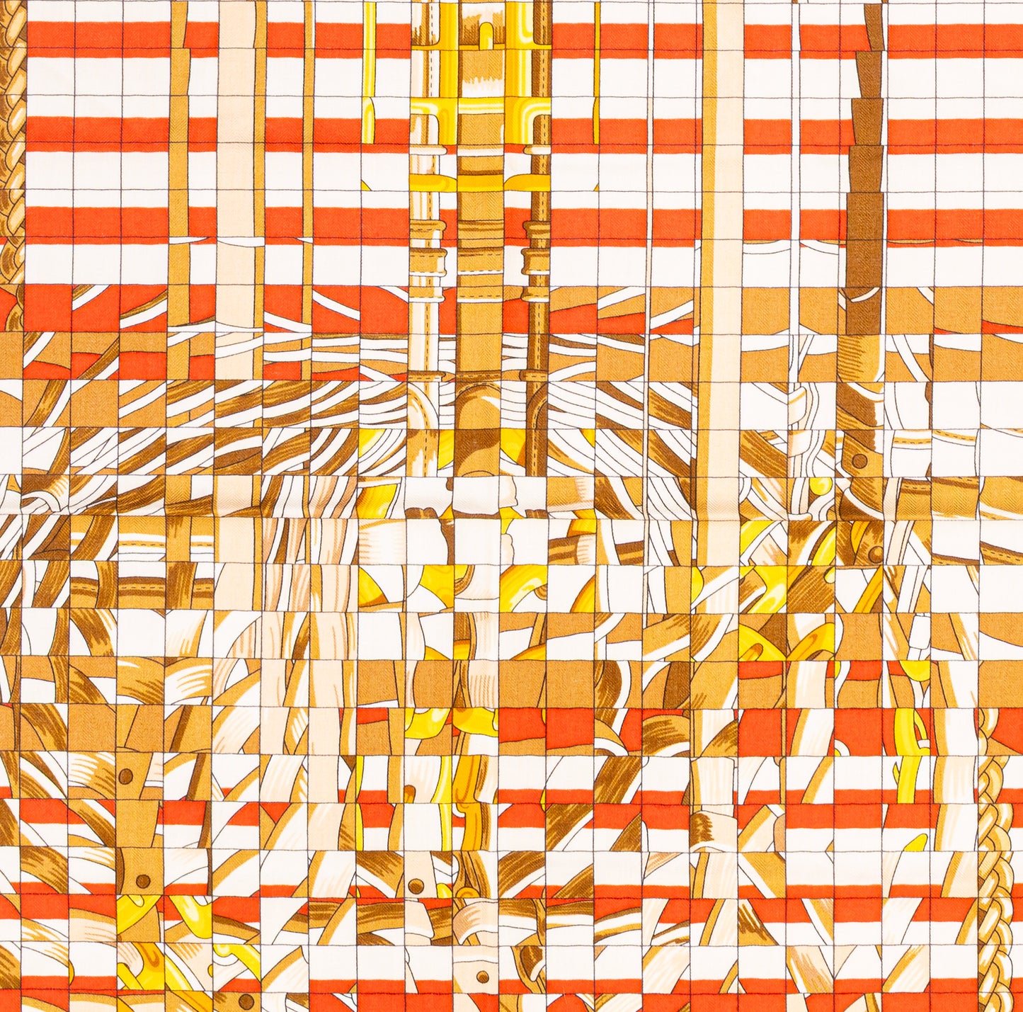 Hermès Coaching Deja Vu - CS140 - Orange Blanc Beige Dore - New With Care Tag