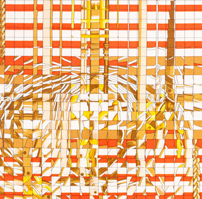 Hermès Coaching Deja Vu - CS140 - Orange Blanc Beige Dore - New With Care Tag