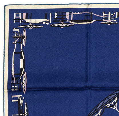 Hermes Scarf Complication Equestre - Marine Parme Blanc New Store Tag