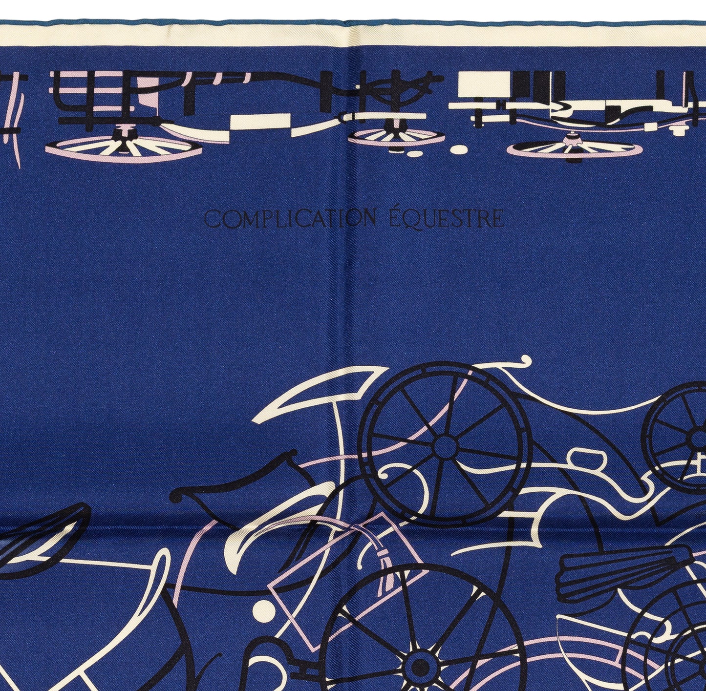 Hermes Scarf Complication Equestre - Marine Parme Blanc New Store Tag