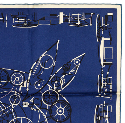Hermes Scarf Complication Equestre - Marine Parme Blanc New Store Tag