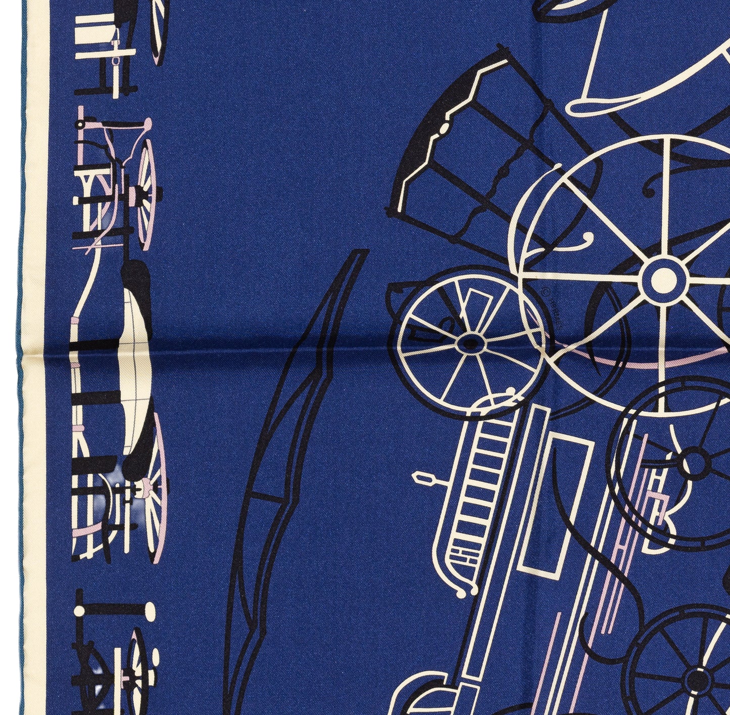 Hermes Scarf Complication Equestre - Marine Parme Blanc New Store Tag