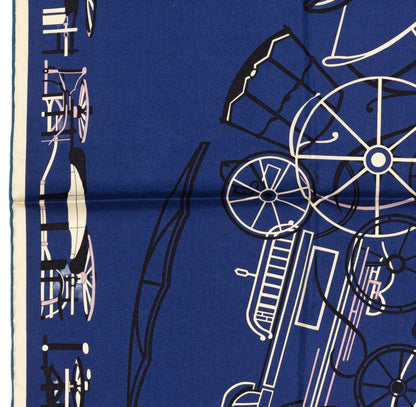 Hermes Scarf Complication Equestre - Marine Parme Blanc New Store Tag