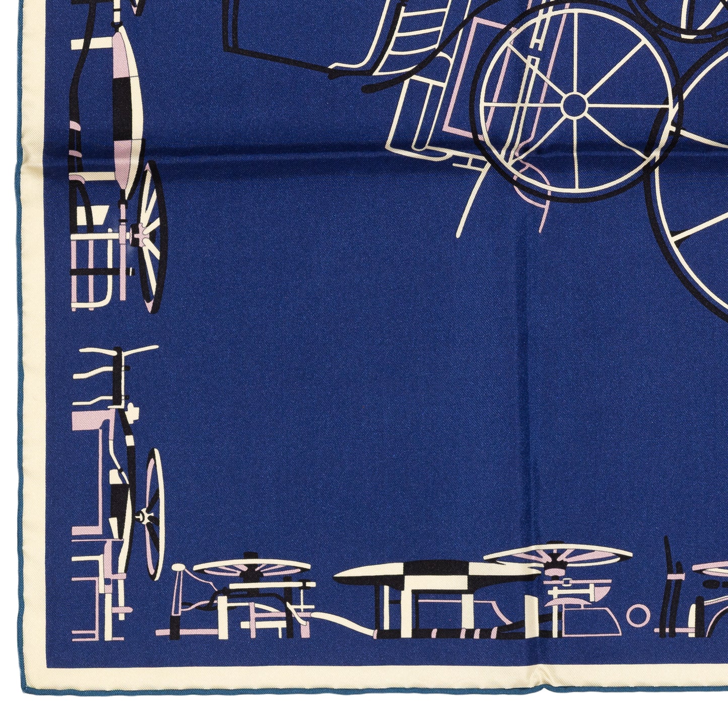 Hermes Scarf Complication Equestre - Marine Parme Blanc New Store Tag