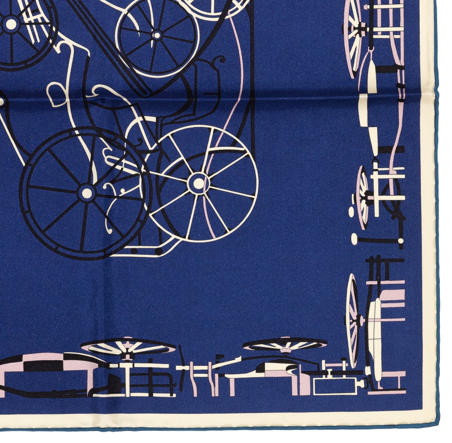 Hermes Scarf Complication Equestre - Marine Parme Blanc New Store Tag