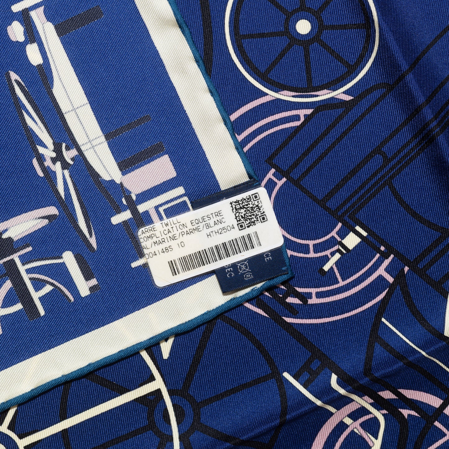 Hermes Scarf Complication Equestre - Marine Parme Blanc New Store Tag