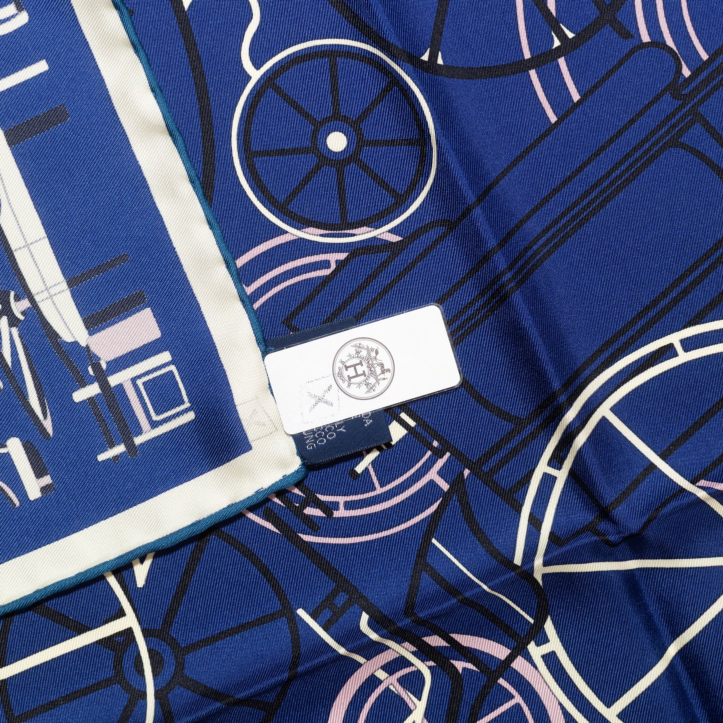 Hermes Scarf Complication Equestre - Marine Parme Blanc New Store Tag