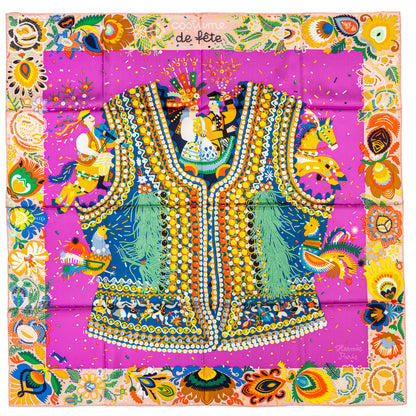 Hermes Scarf 90 Costume De Fête - Rose Poudre Cyclamen - NWSTS - 2511041805