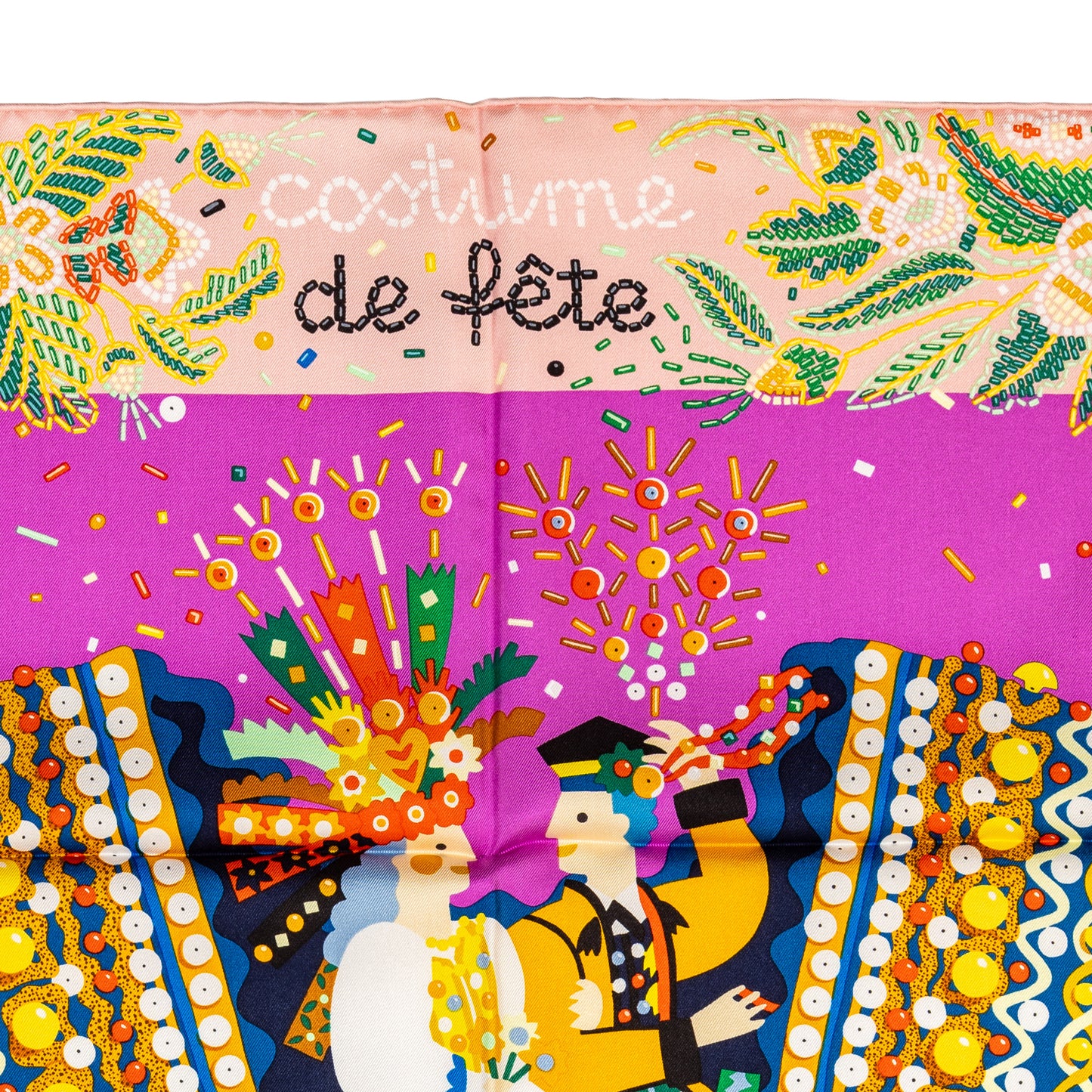Hermes Scarf 90 Costume De Fête - Rose Poudre Cyclamen - NWSTS - 2511041805