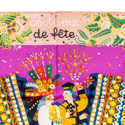 Hermes Scarf 90 Costume De Fête - Rose Poudre Cyclamen - NWSTS - 2511041805