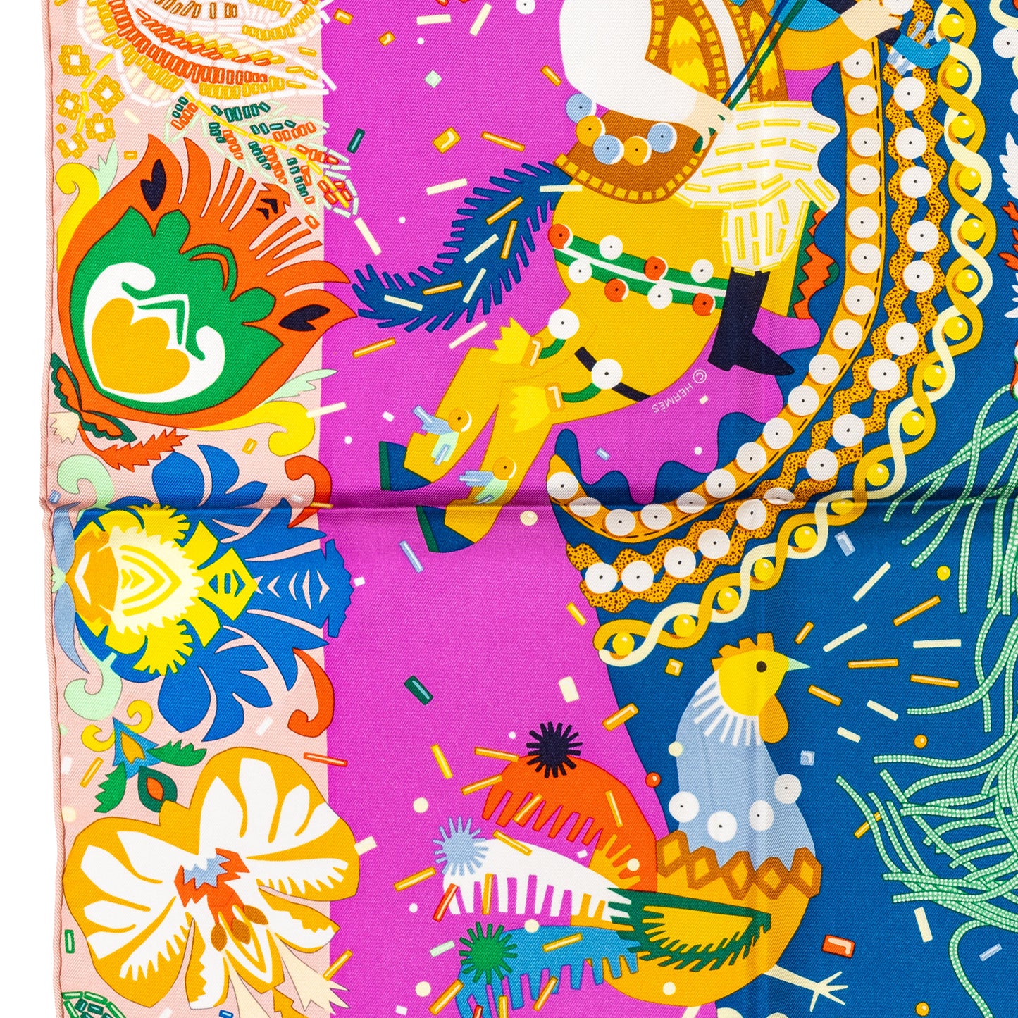 Hermes Scarf 90 Costume De Fête - Rose Poudre Cyclamen - NWSTS - 2511041805