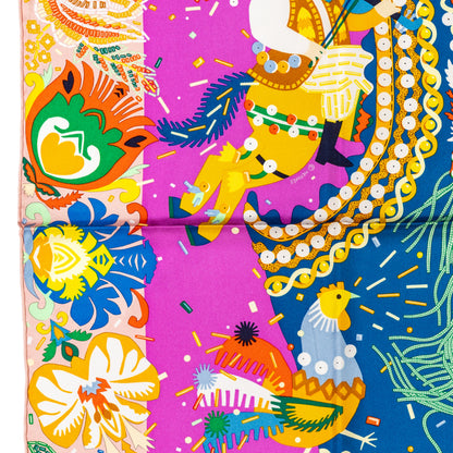 Hermes Scarf 90 Costume De Fête - Rose Poudre Cyclamen - NWSTS - 2511041805