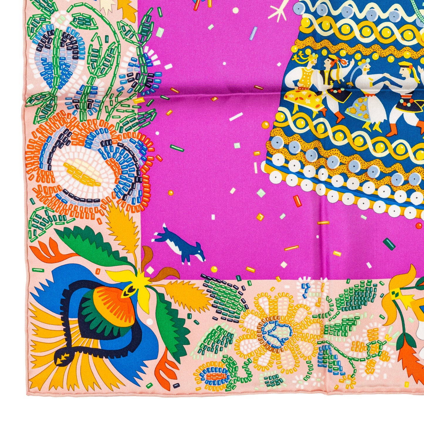 Hermes Scarf 90 Costume De Fête - Rose Poudre Cyclamen - NWSTS - 2511041805