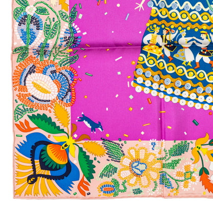 Hermes Scarf 90 Costume De Fête - Rose Poudre Cyclamen - NWSTS - 2511041805