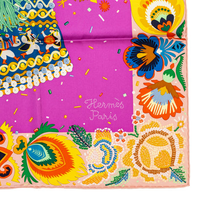 Hermes Scarf 90 Costume De Fête - Rose Poudre Cyclamen - NWSTS - 2511041805