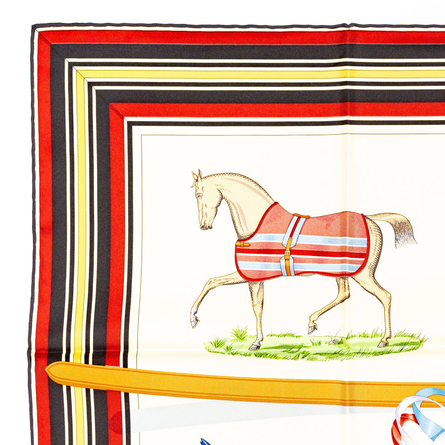 Hermes Scarf 90 Couvertures et Tenues de Jour - Creme Rouge Bleu - NWST - 2601291059