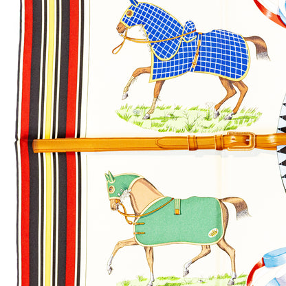 Hermes Scarf 90 Couvertures et Tenues de Jour - Creme Rouge Bleu - NWST - 2601291059