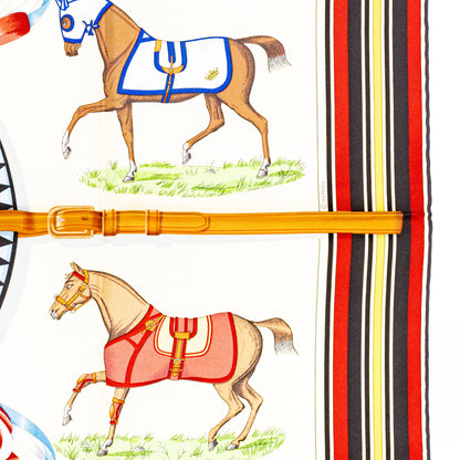 Hermes Scarf 90 Couvertures et Tenues de Jour - Creme Rouge Bleu - NWST - 2601291059