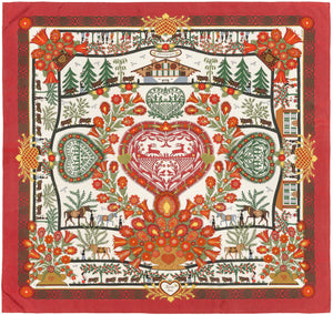 Hermes Silk Scarf Decoupages - Rouge Brique Vert Blanc Cassé - EXCWCT - 2606131622