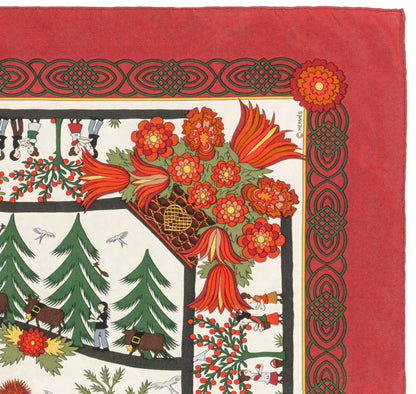 Hermes Silk Scarf Decoupages - Rouge Brique Vert Blanc Cassé - EXCWCT - 2606131622