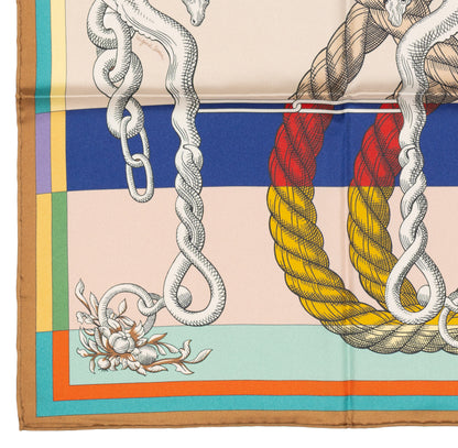 Hermes Silk Scarf Della Cavalleria Double Face - Beige Doré Vert Multicolore - NWST - 2604131729