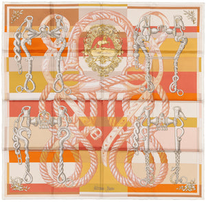 Hermes Silk Scarf Della Cavalleria Double Face - Blanc Orange Rose - NWST - 2604131909