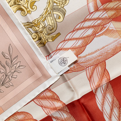 Hermes Silk Scarf Della Cavalleria Double Face - Blanc Orange Rose - NWST - 2604131909