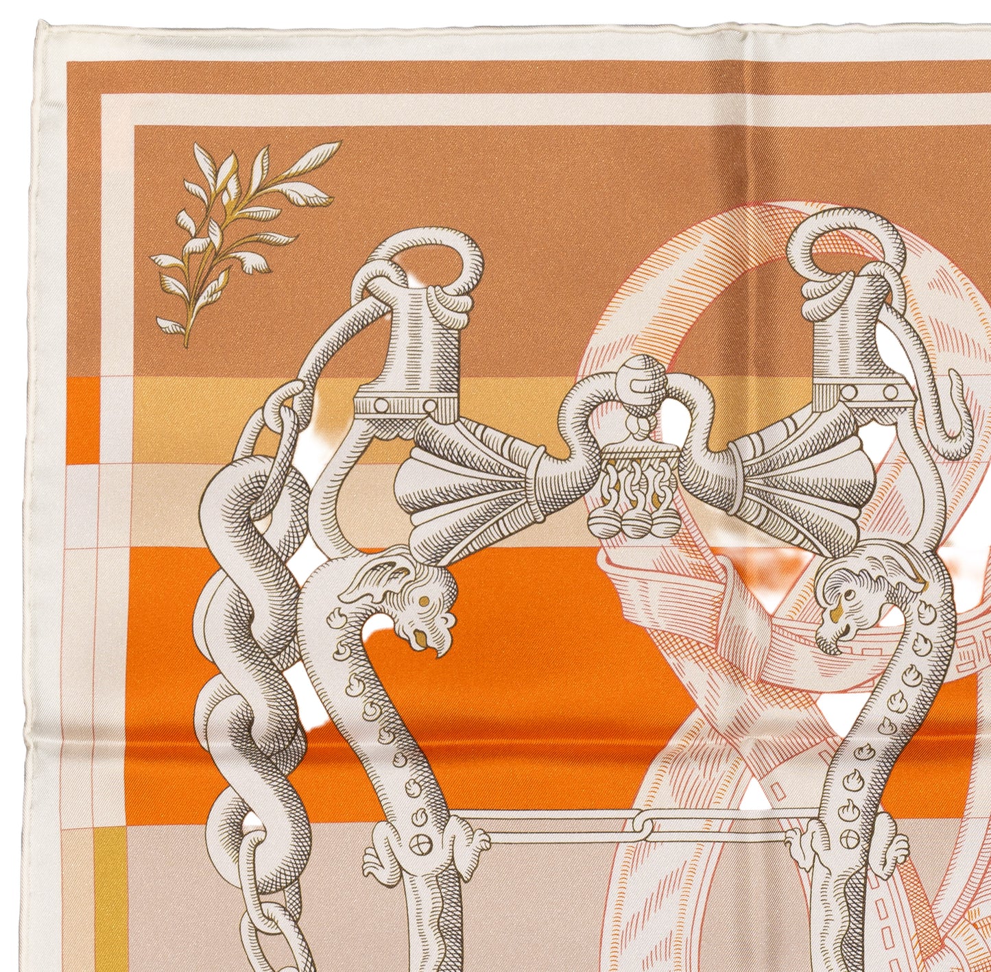 Hermes Silk Scarf Della Cavalleria Double Face - Blanc Orange Rose - NWST - 2604131909