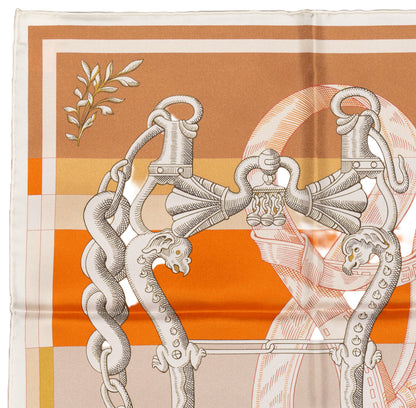 Hermes Silk Scarf Della Cavalleria Double Face - Blanc Orange Rose - NWST - 2604131909