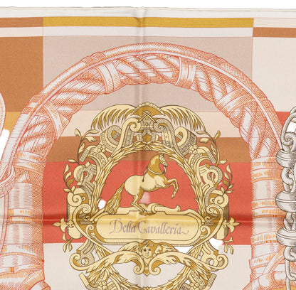 Hermes Silk Scarf Della Cavalleria Double Face - Blanc Orange Rose - NWST - 2604131909
