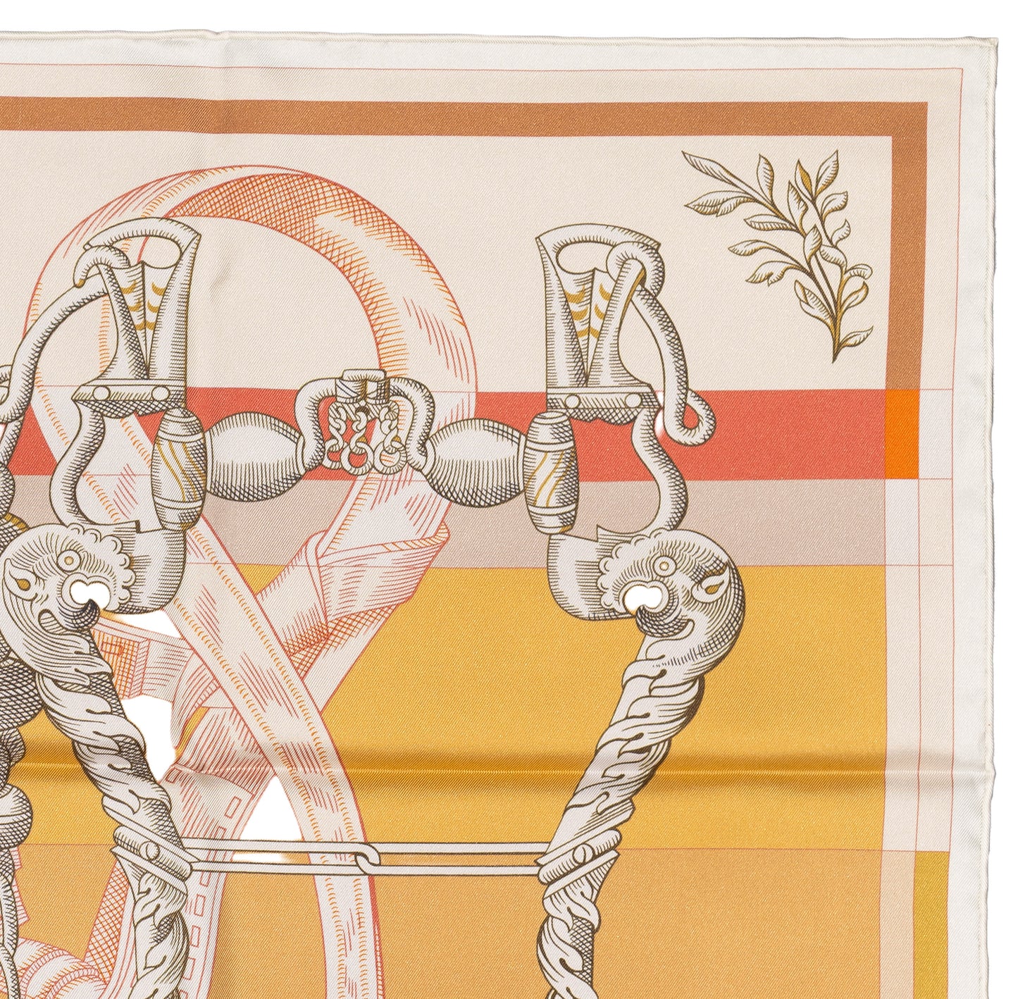 Hermes Silk Scarf Della Cavalleria Double Face - Blanc Orange Rose - NWST - 2604131909