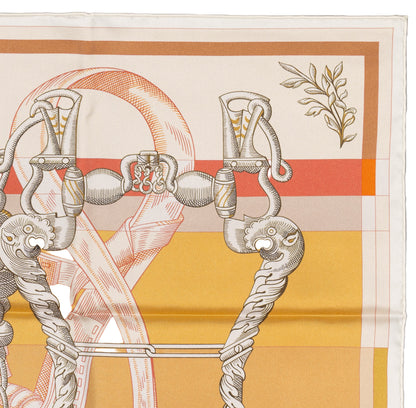 Hermes Silk Scarf Della Cavalleria Double Face - Blanc Orange Rose - NWST - 2604131909