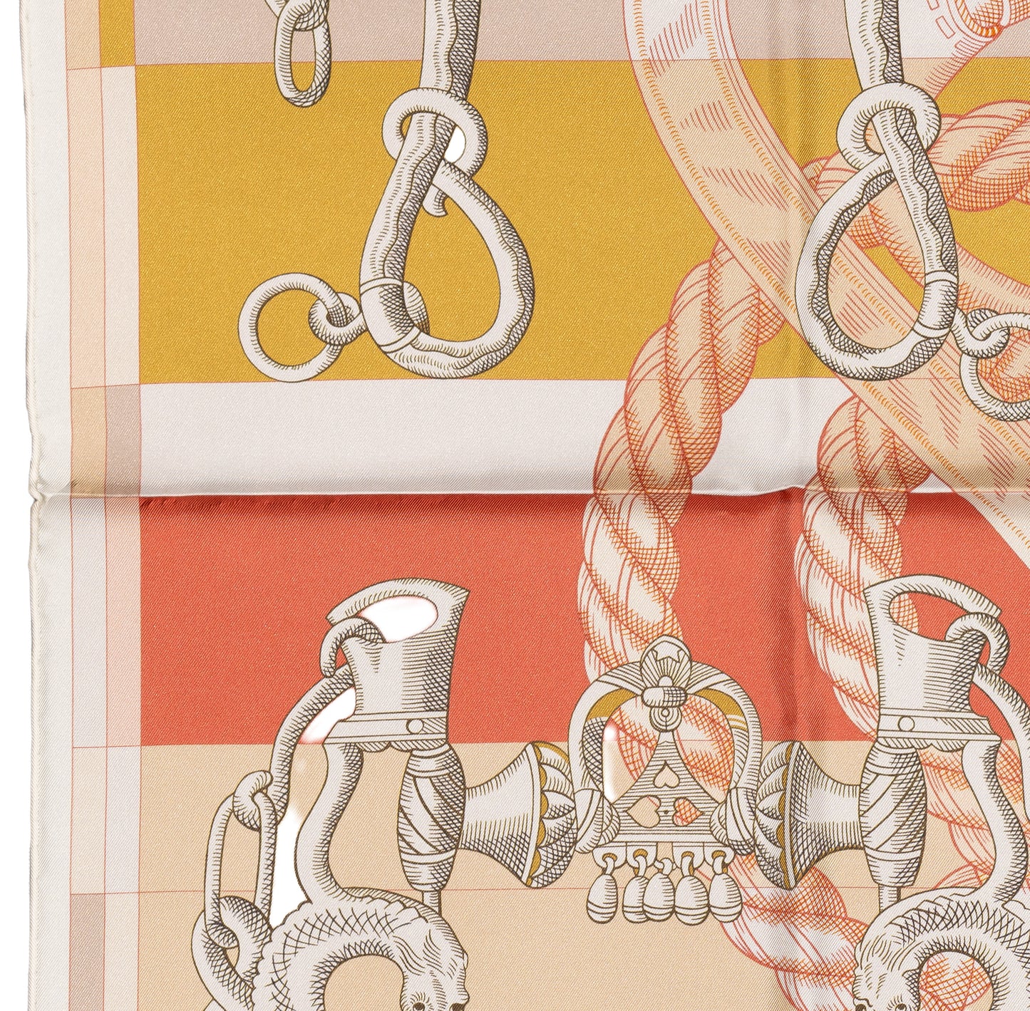 Hermes Silk Scarf Della Cavalleria Double Face - Blanc Orange Rose - NWST - 2604131909